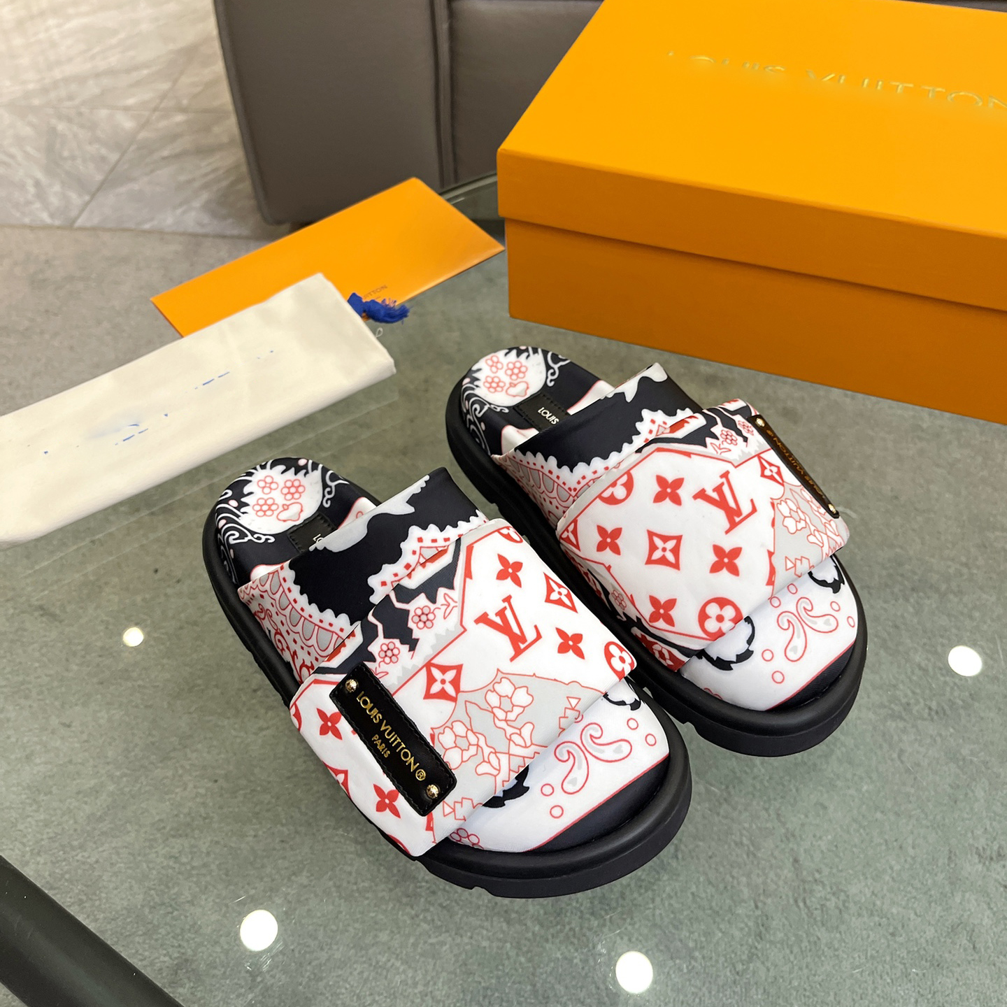 printed cotton slippers 03082