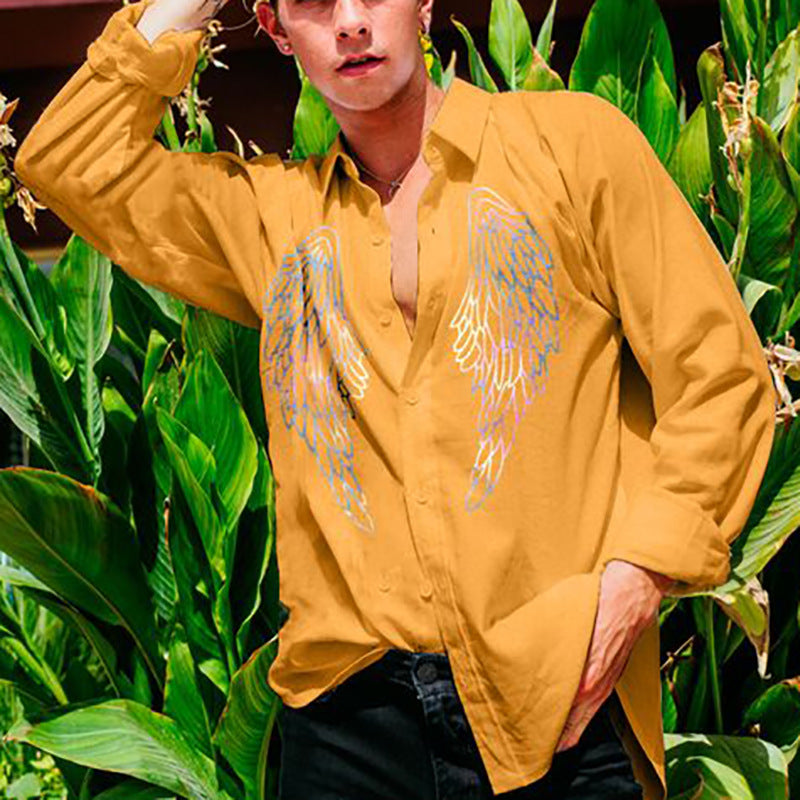 2022 Men's Chest Wing Print Shirt
