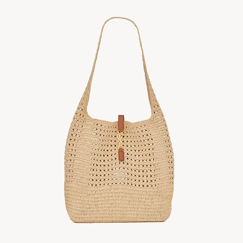 LE 5 A 7 IN RAFFIA CROCHET AND SMOOTH LEATHER EB9819