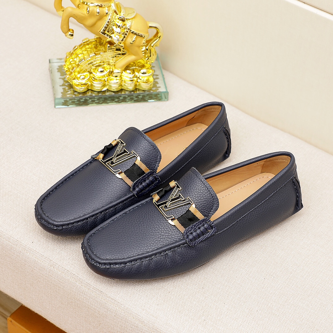 Blue V Logo Classic Loafers