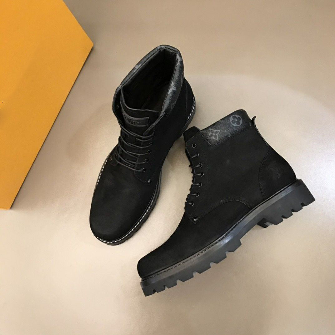 New Fashion Men's Classic Black Lace-Up Martin Boots Short Boots