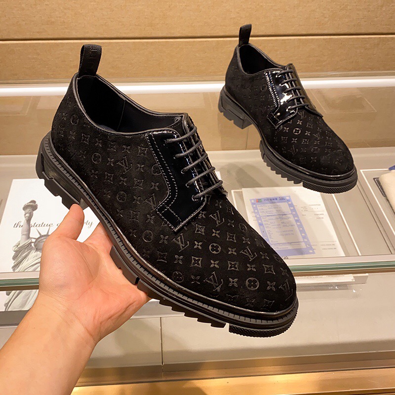 Premium suede lace-up brogue men's shoes