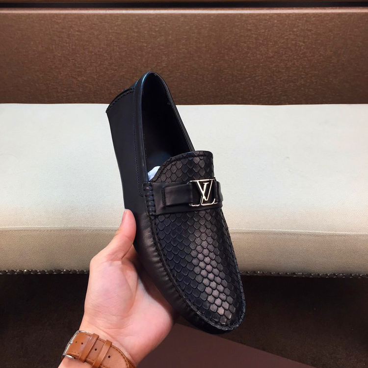 Black Leather Logo Slip On Shoes