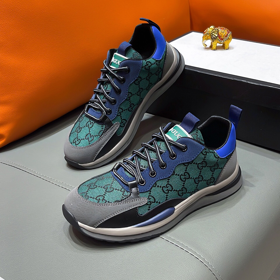Men's Branded Green Small Print Sneakers