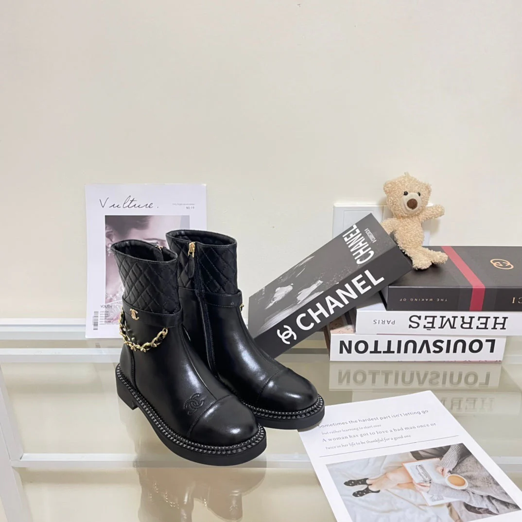 Diamond chain ankle boots