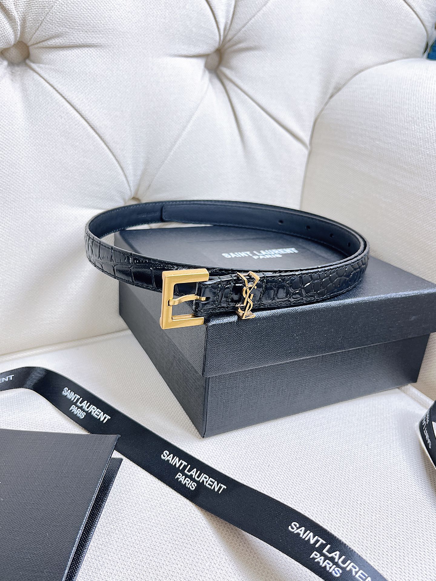 Italian imported original crocodile pattern retro gold buckle, size: 2.0