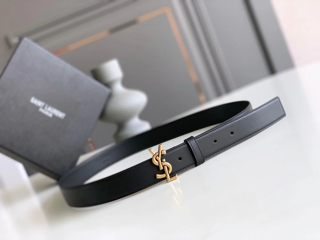 Italian imported plain calfskin vintage gold buckle belt 3.0cm