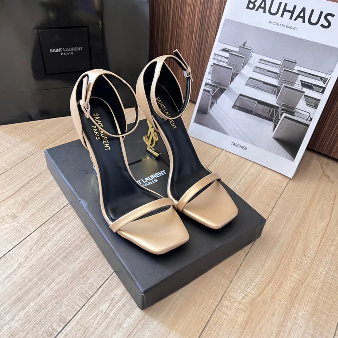 Classic electroplated sheepskin sandals, heel height 8.0cm