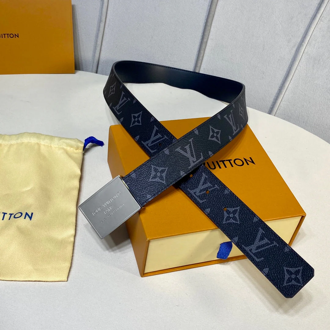 New Classic Canvas Fabric Plain Black Calfskin Belt