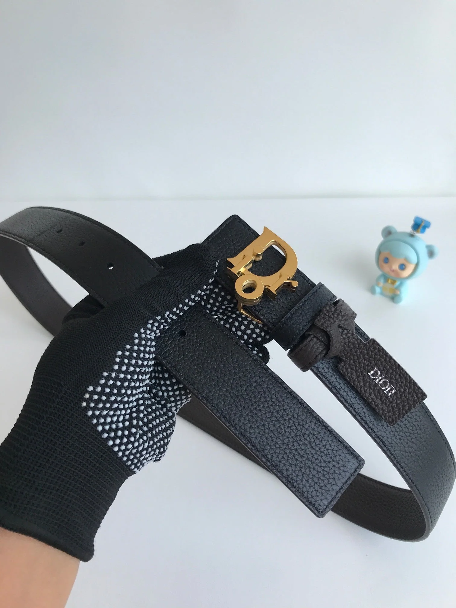 Double-faced calfskin adjustable belt 35mm wide