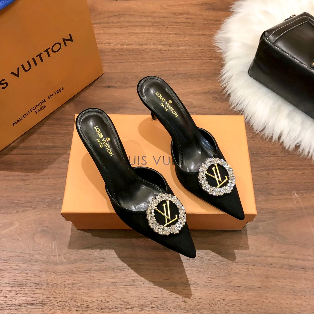 Wear-resistant and non-slip pointed half slippers Height: 8 cm