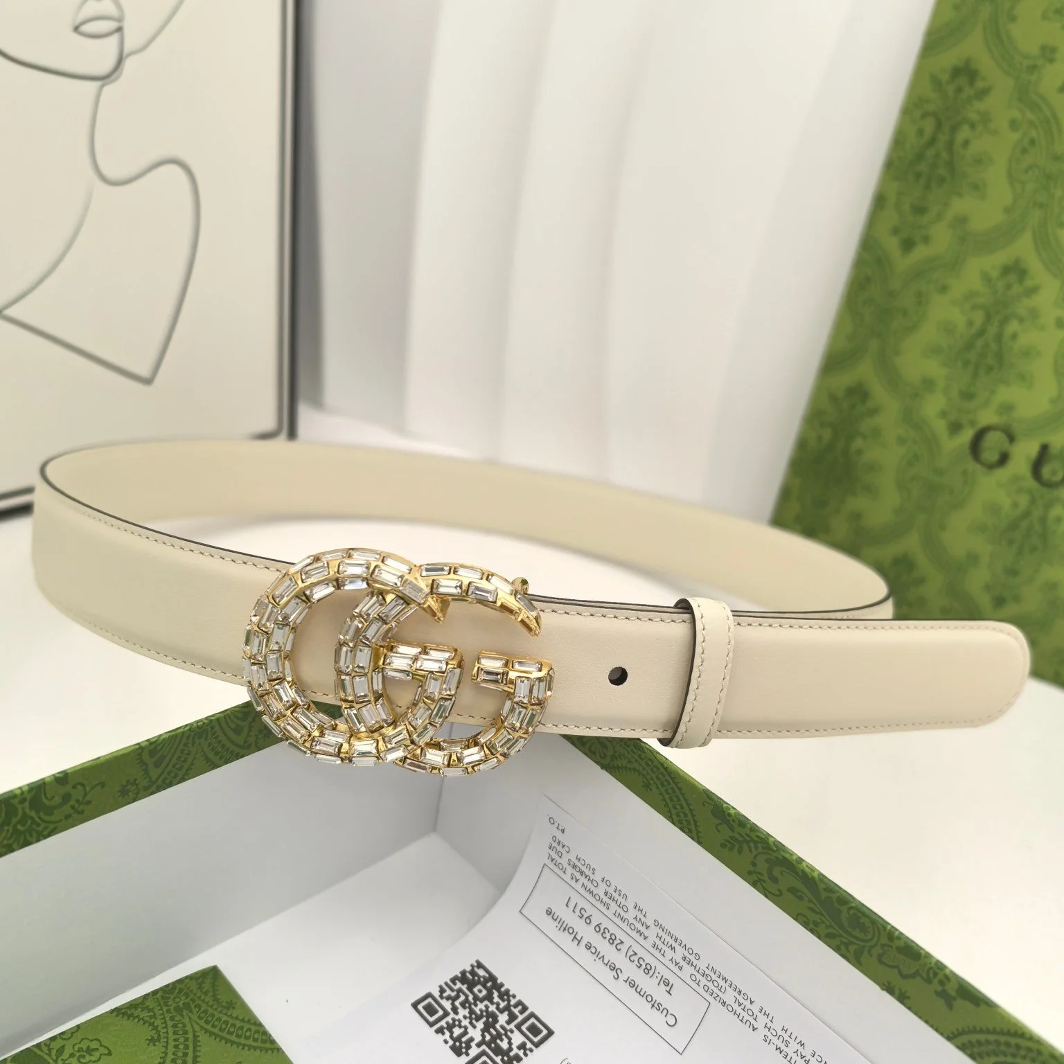 Calfskin crystal diamond copper buckle ladies belt 3.0cm