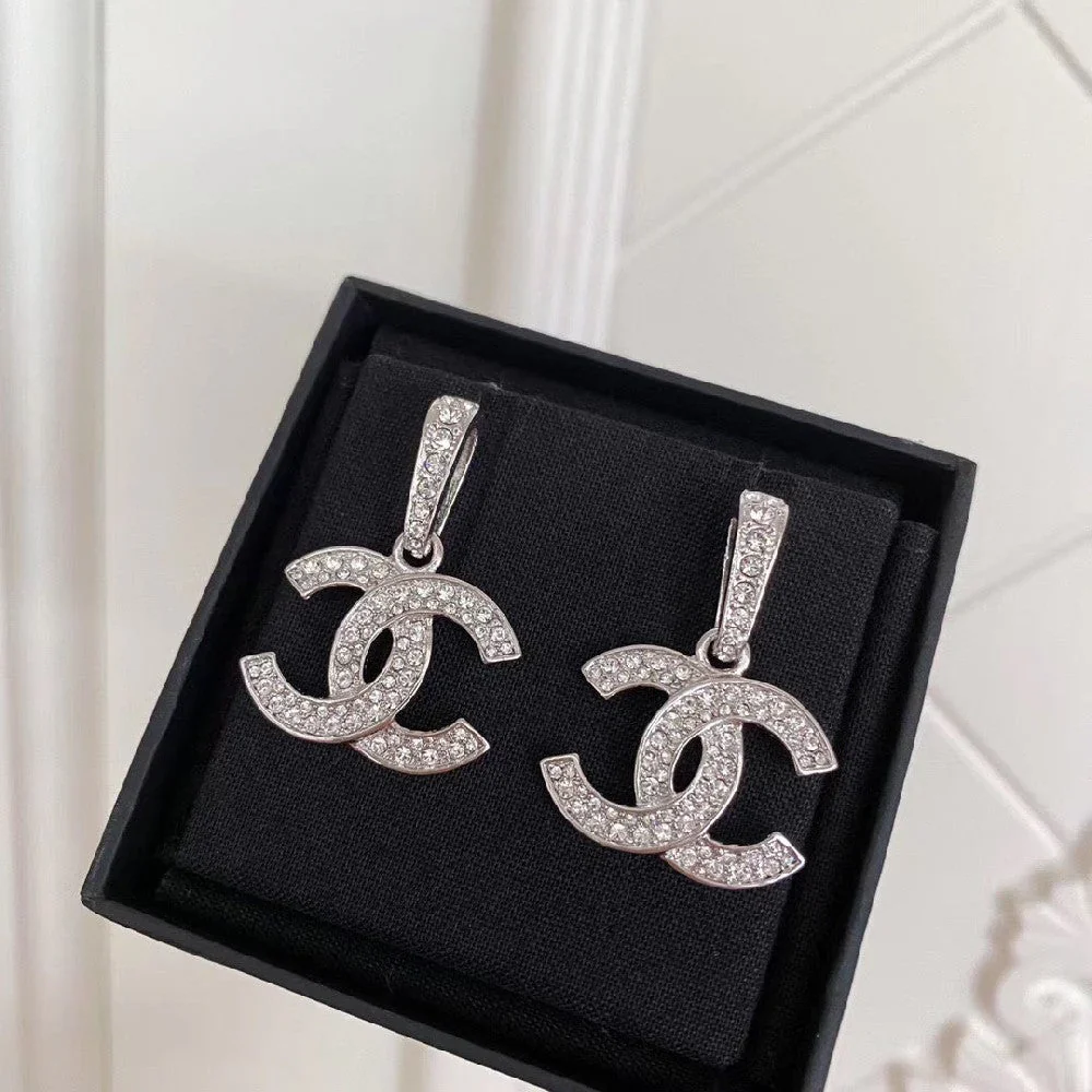 Classic Double Row Full Diamond Crystal Earrings
