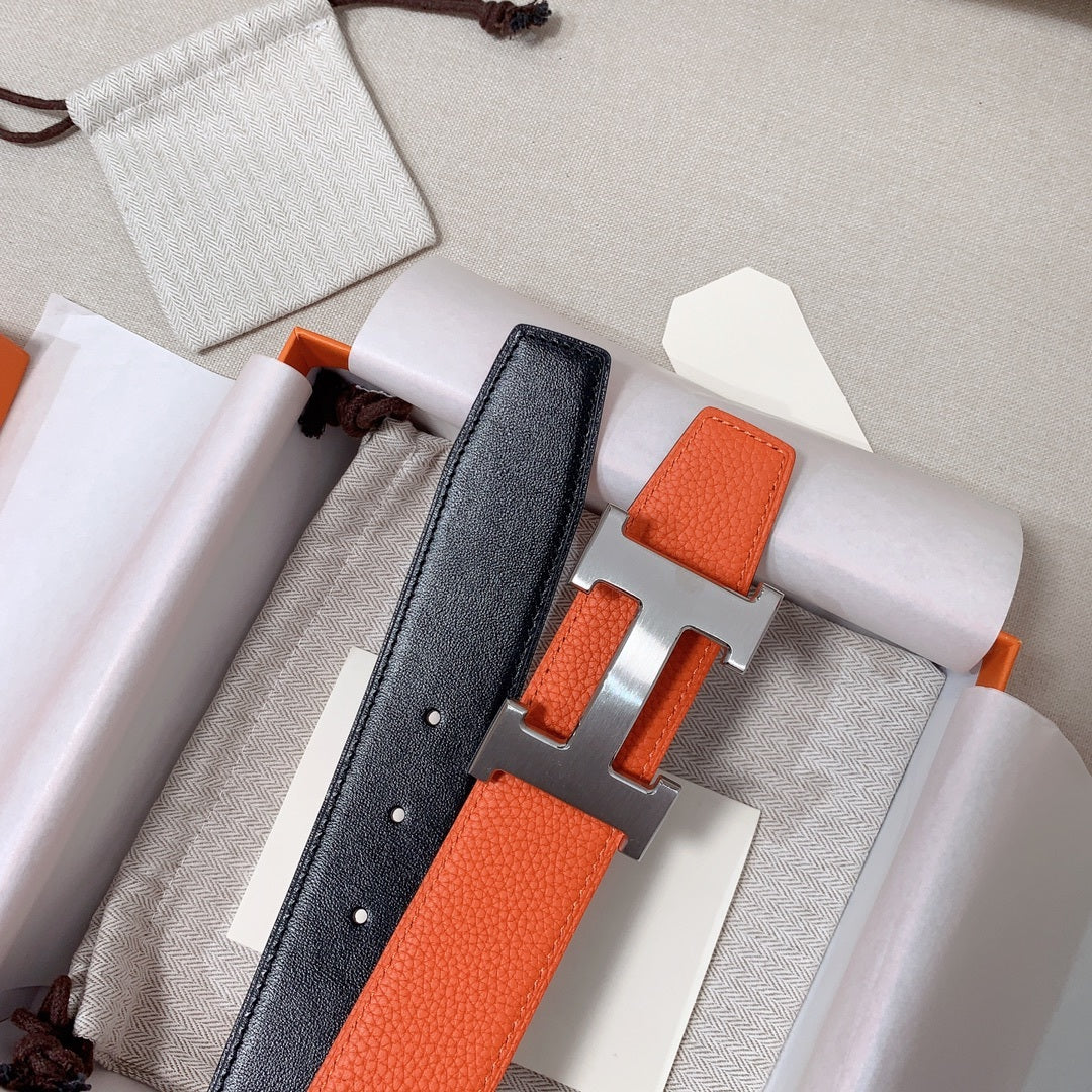 Men's belt double-sided 38mm wide belt black and brown