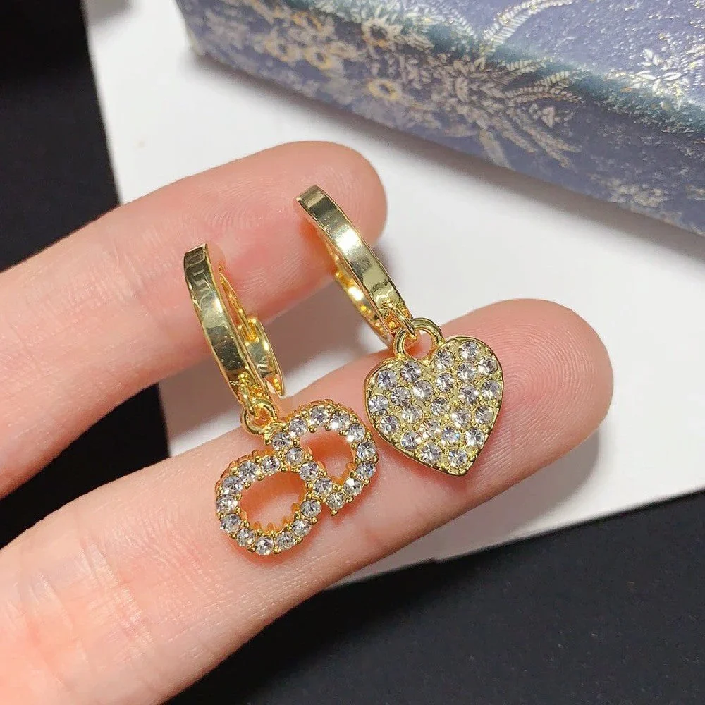 Heart Diamond Stud Earrings