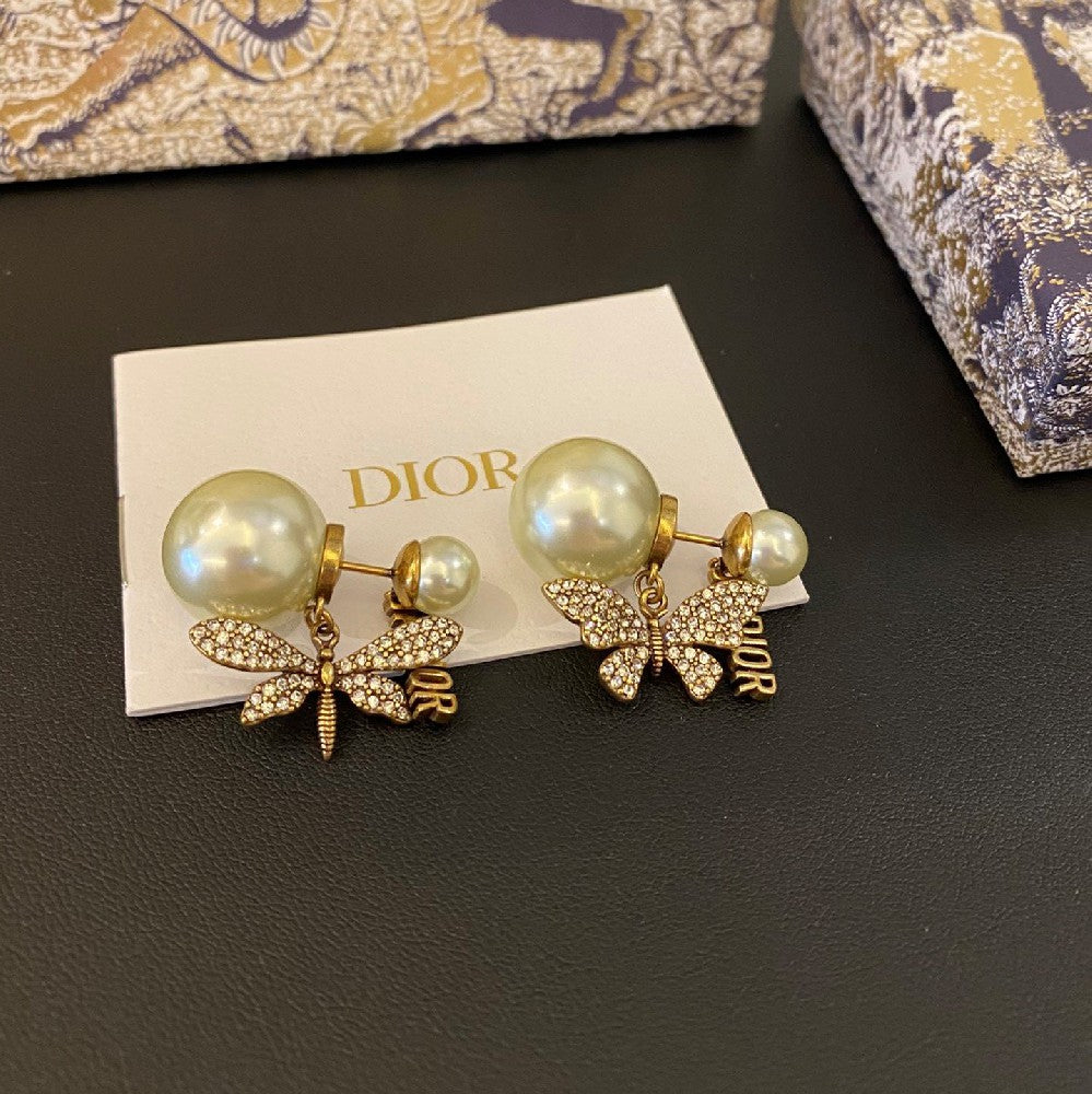 Butterfly Pearl Stud Earrings