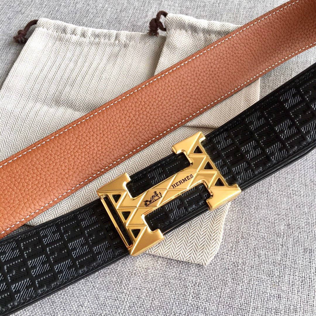 Double-sided cowhide leather belt for men 3.8CM