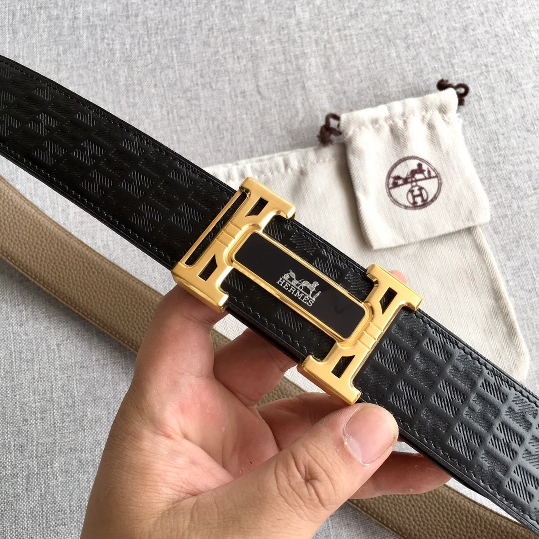 Double-sided cowhide leather belt for men 3.8CM