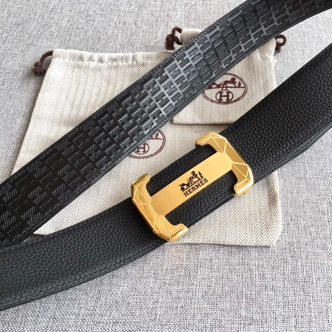Double-sided cowhide leather belt for men 3.8CM