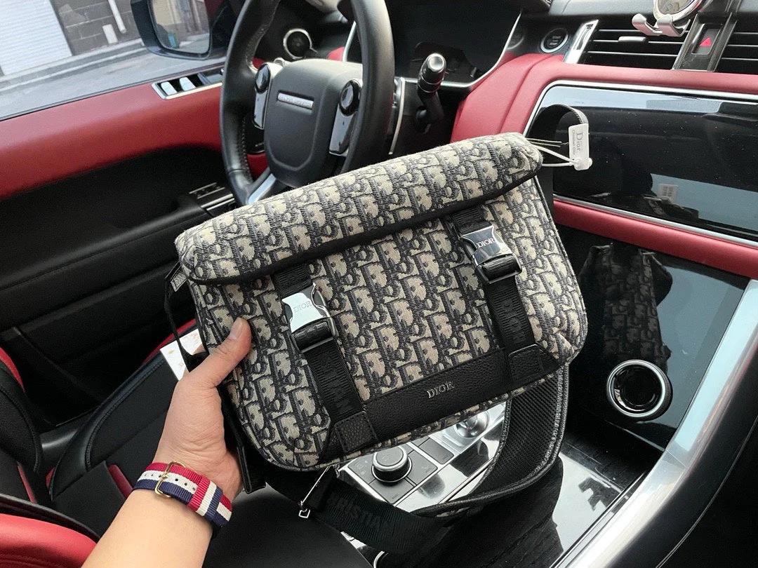 New embroidered monogram full print messenger bag