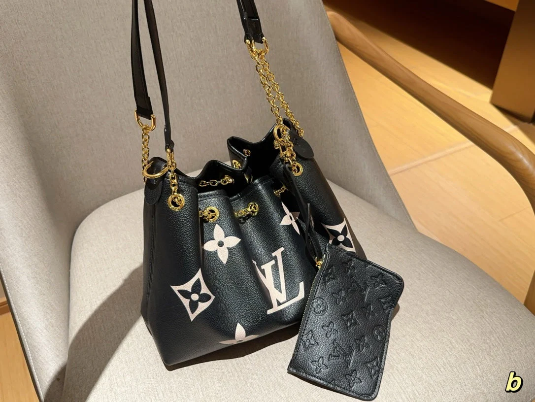 Classic fashion drawstring bucket bag chain bag