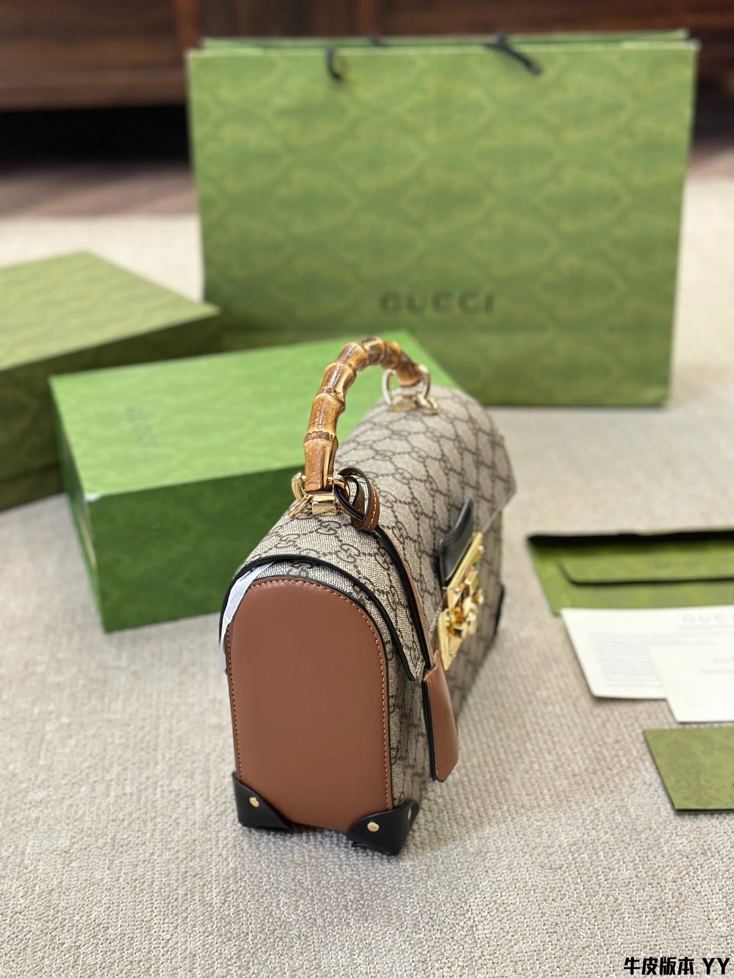 Stylish embroidered bamboo handbag