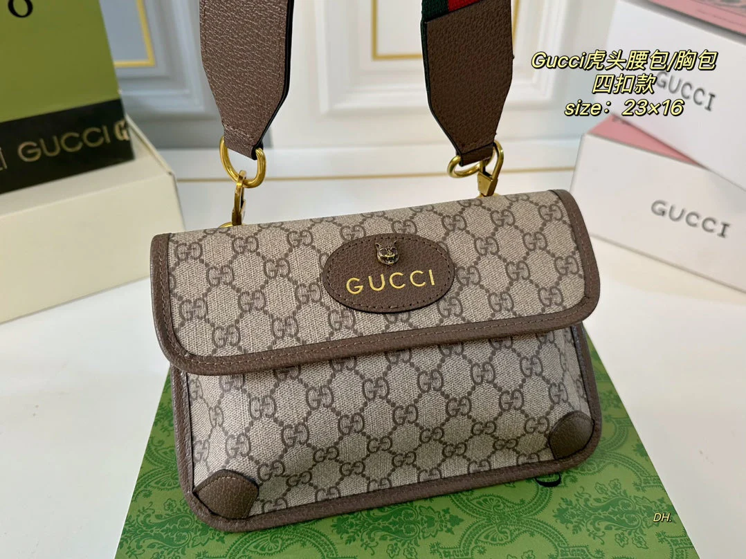 Classic old flower color tiger head bag