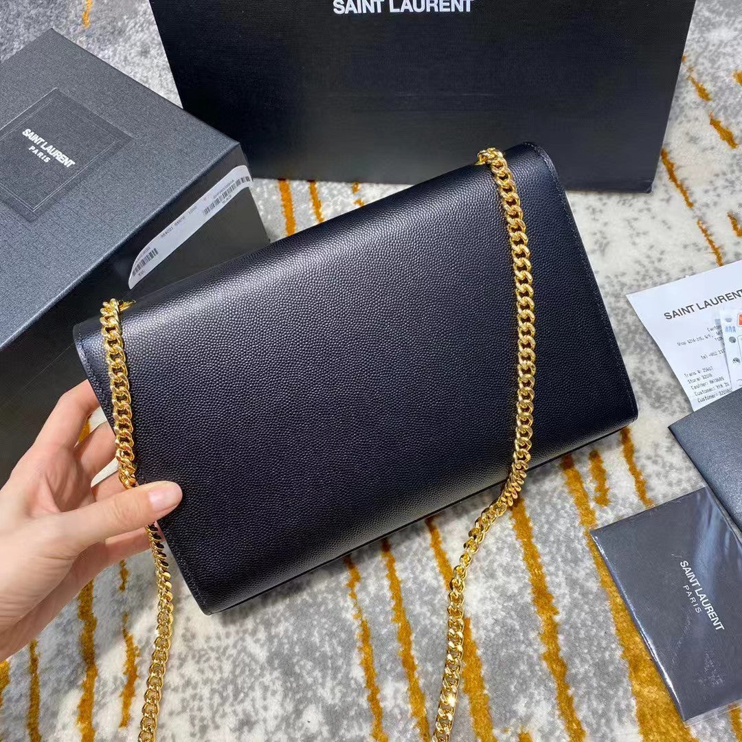 High quality genuine leather envelope chain bag