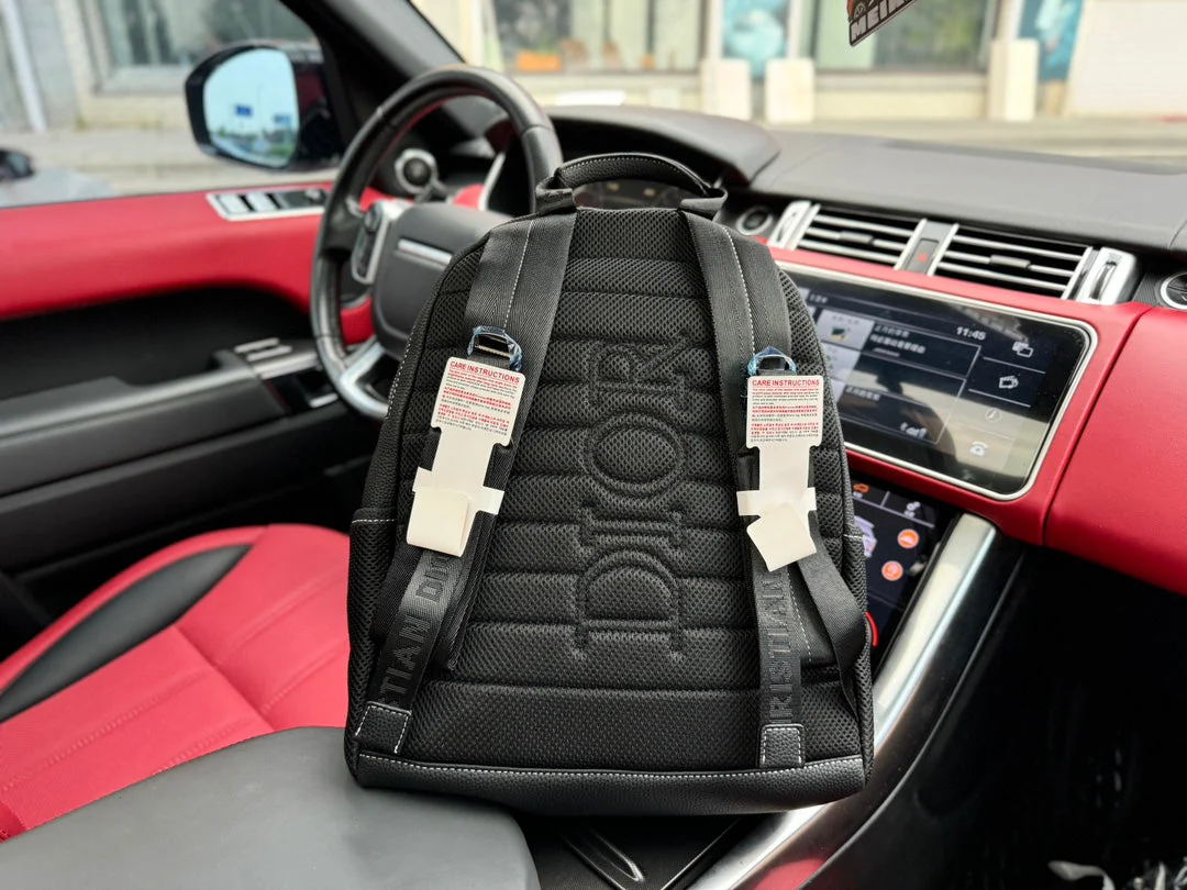 High-end printed fabric and leather backpack