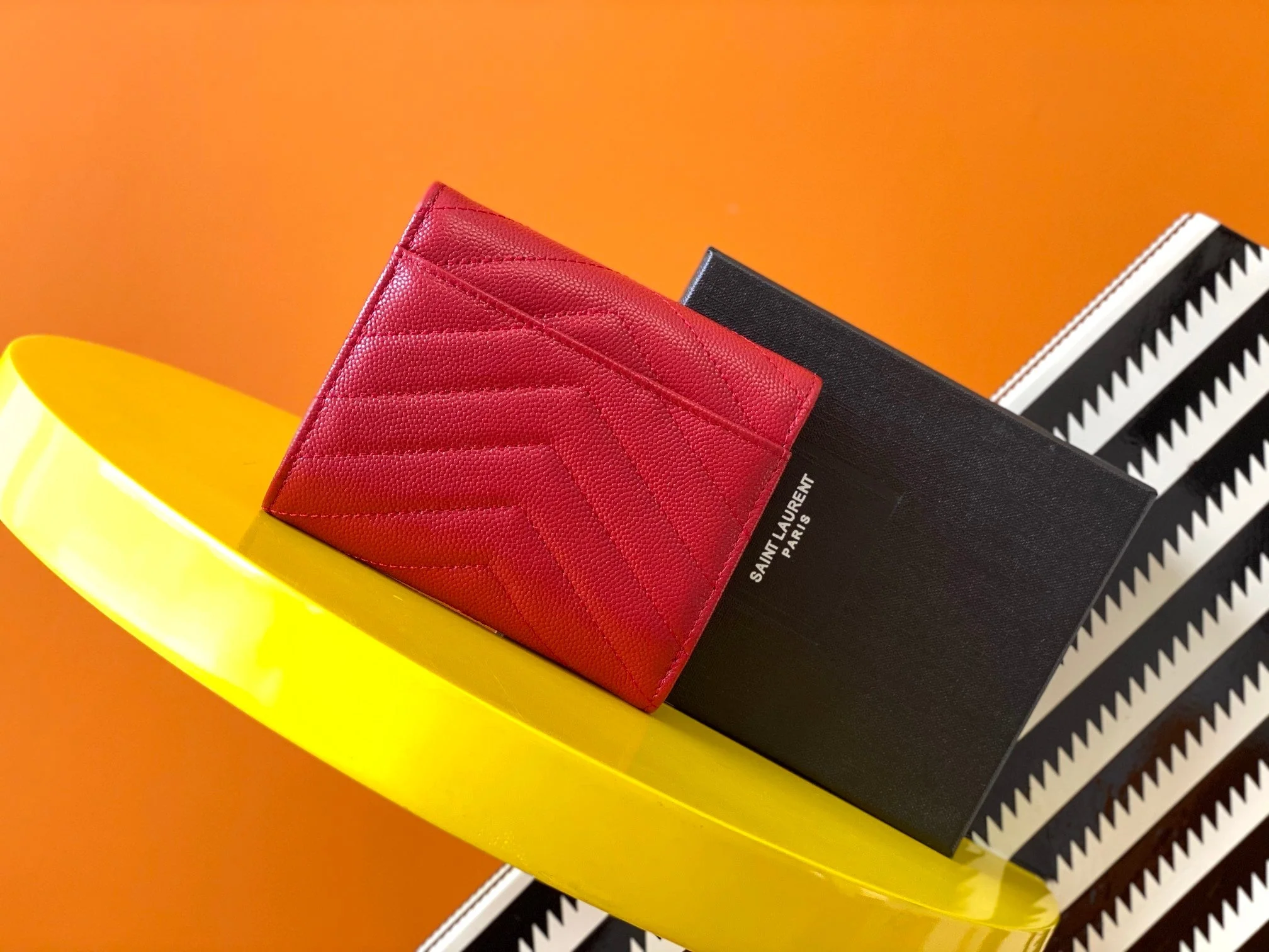 Fashionable caviar triple fold wallet