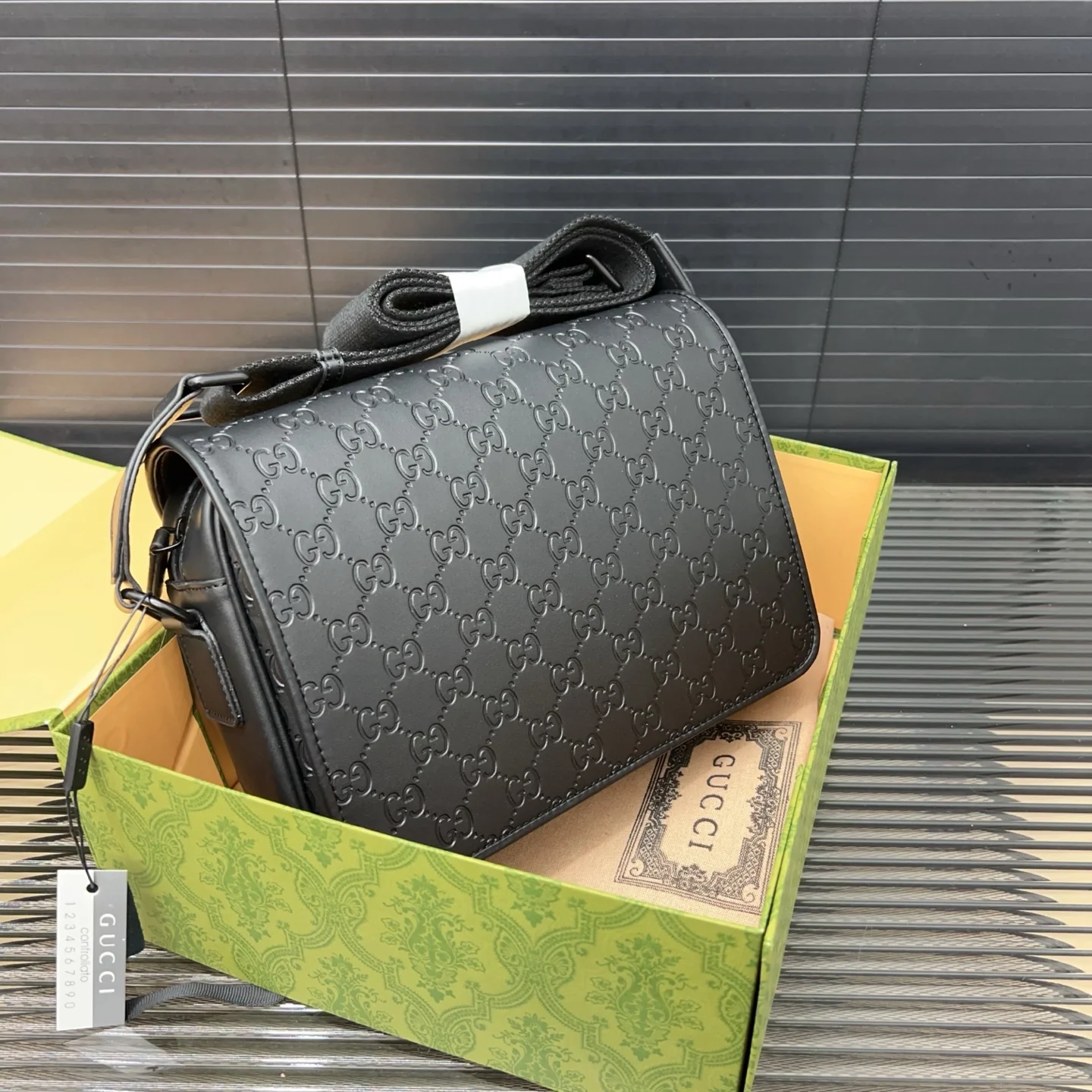 Classic embossed flap messenger bag 26 x 20cm