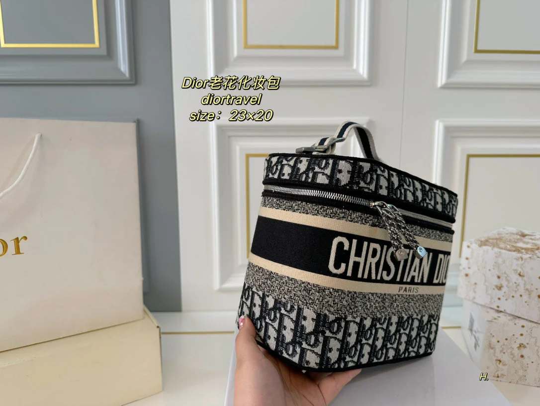 Classic full print monogram embroidery cosmetic bag