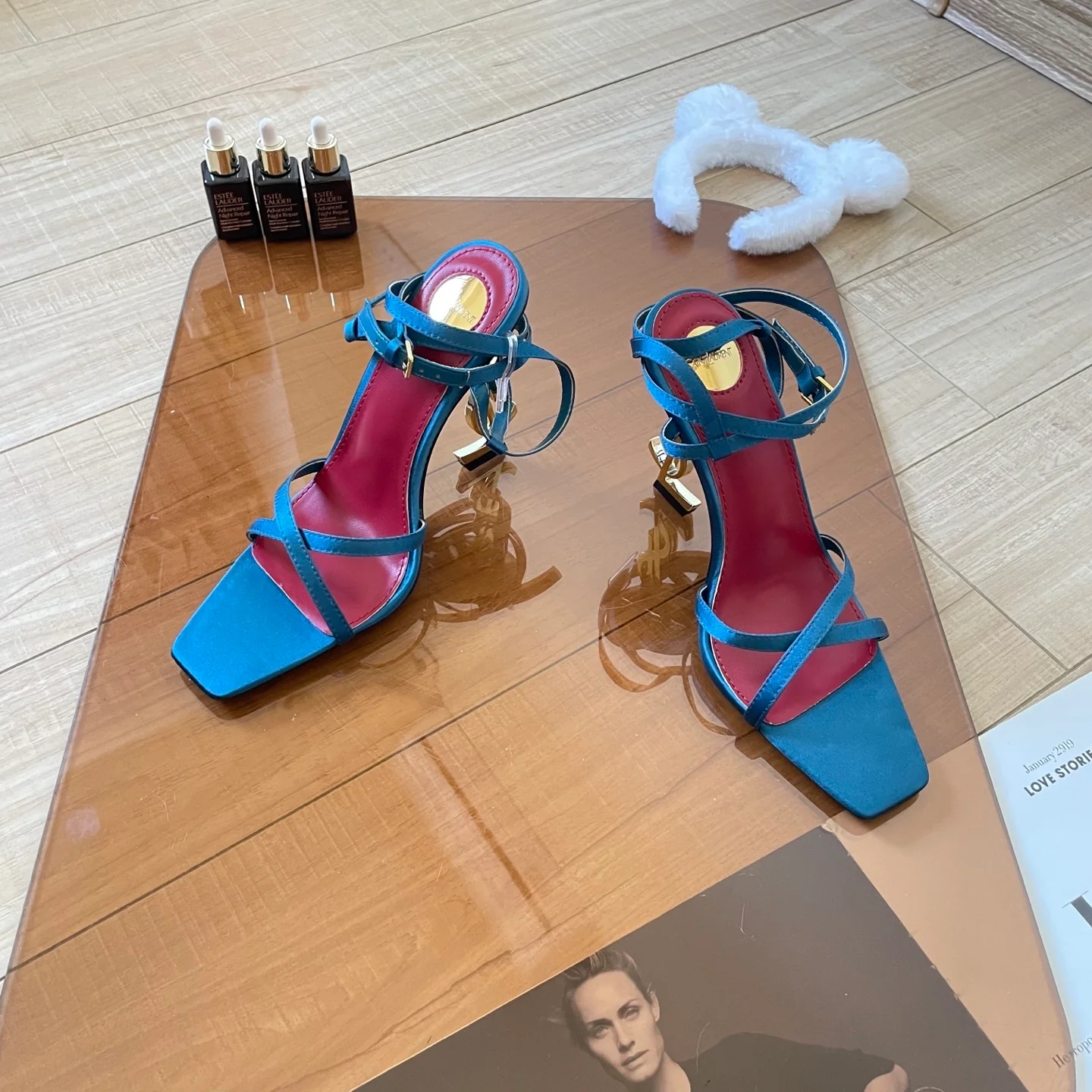 Metal heel sheepskin high heel sandals, heel height 10.0cm