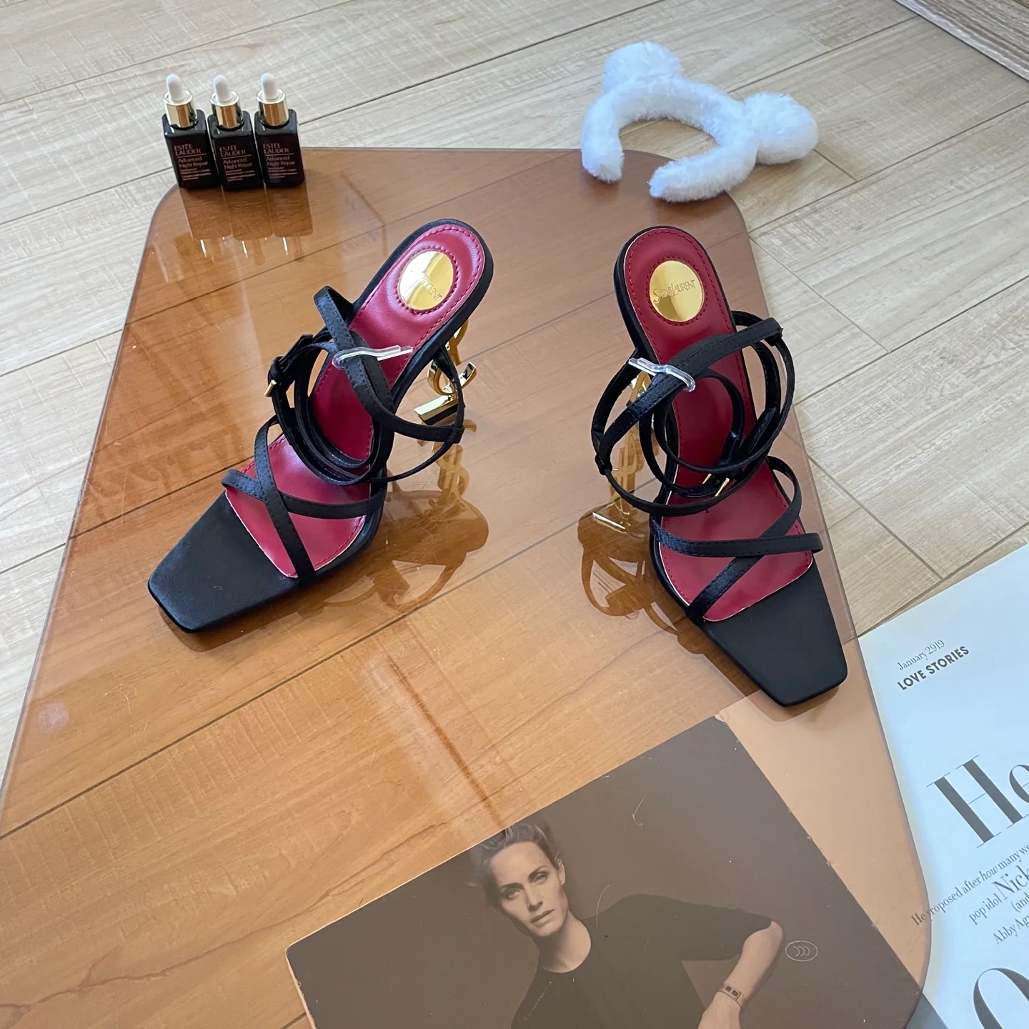 Metal heel sheepskin high heel sandals, heel height 10.0cm