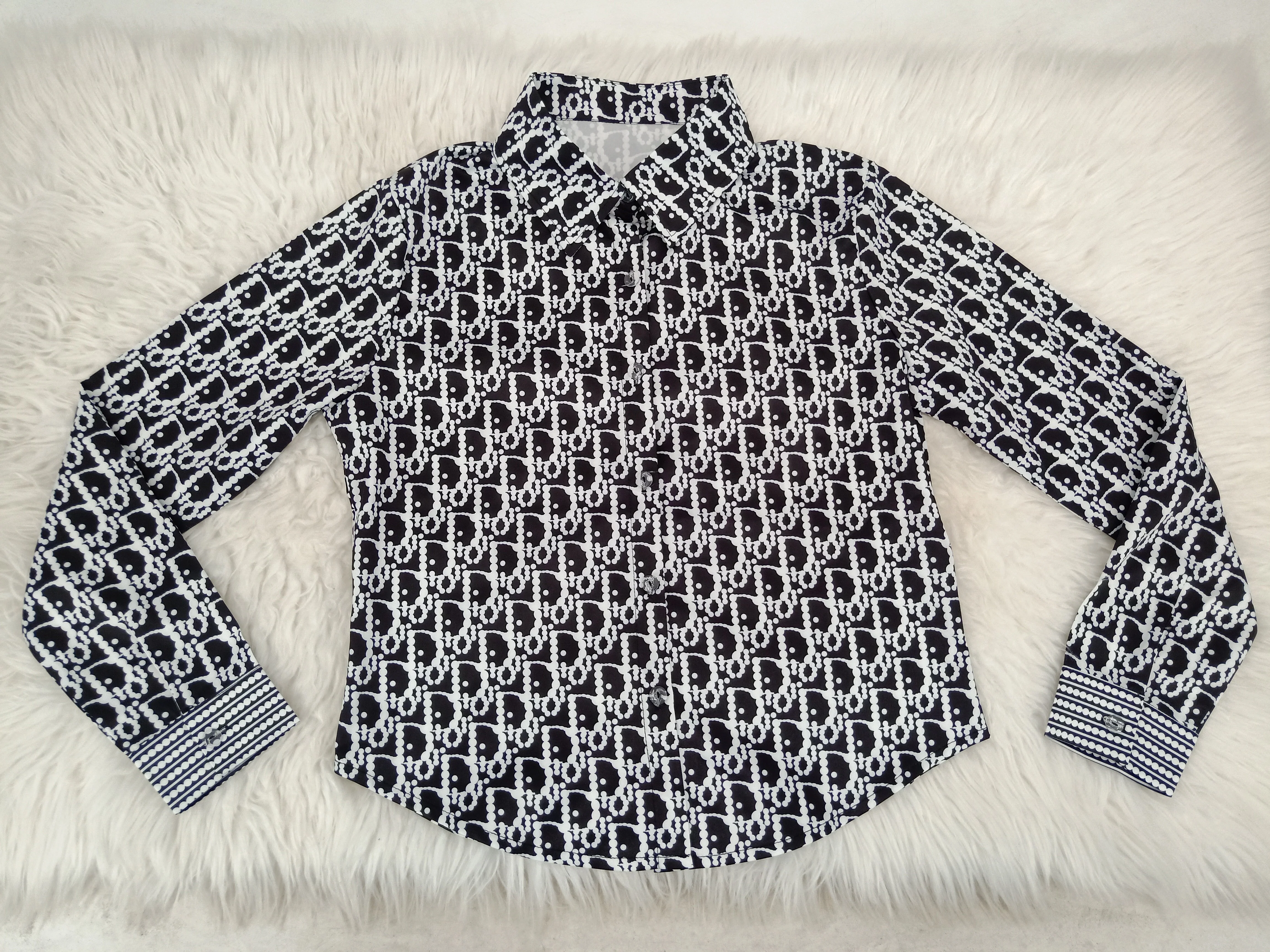 Sexy casual fashion print button long-sleeved stand-collar shirt