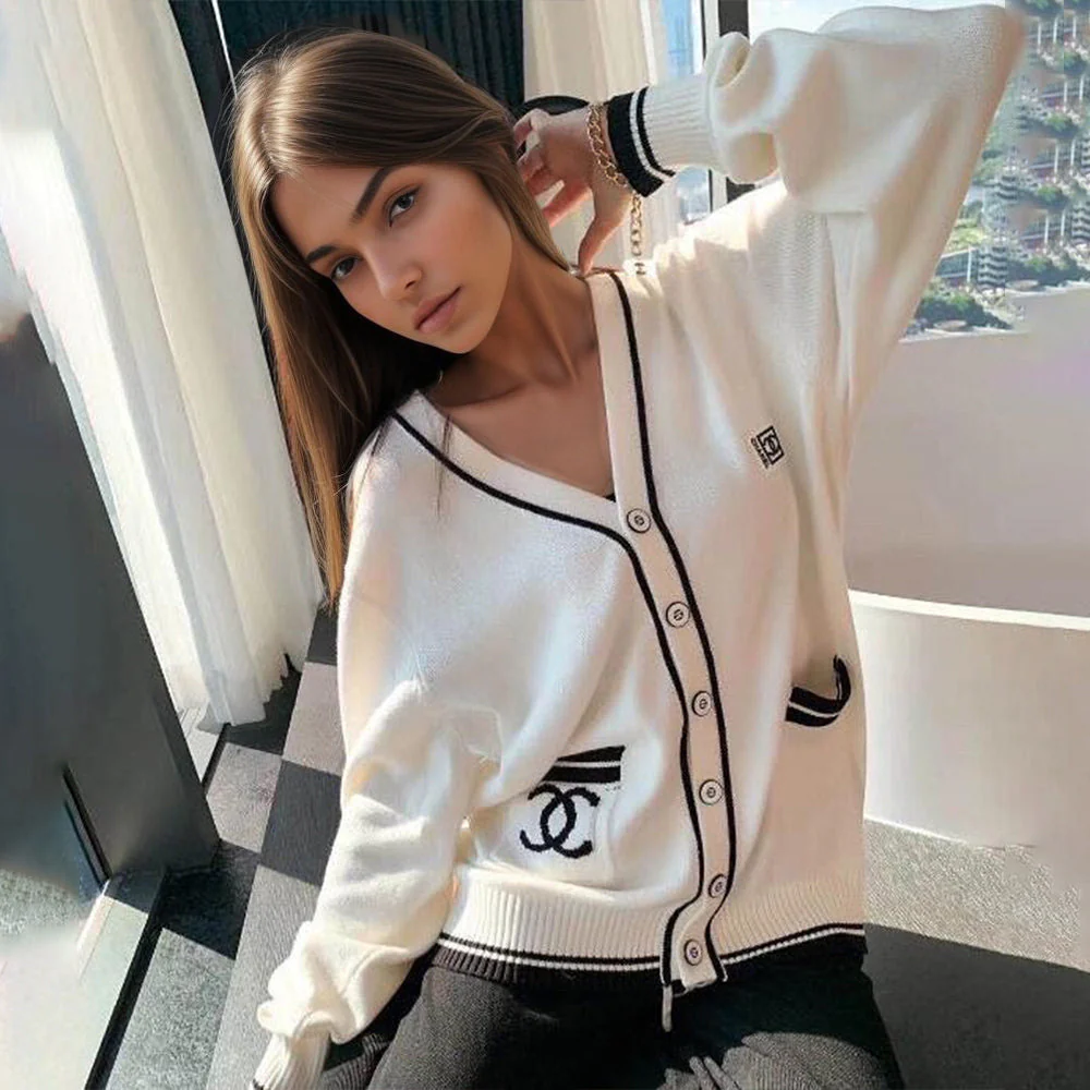 Autumn and Winter Sweaters V-Neck Pocket Cardigan Jacket