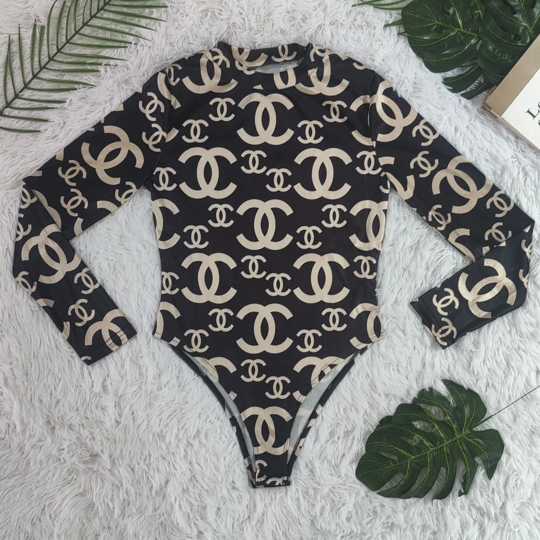 New winter Korean velvet magic buckle long-sleeved bottoming jumpsuit