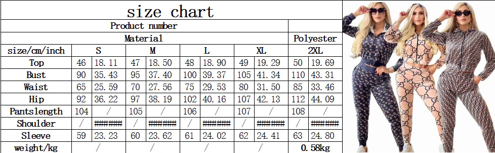 Printed suit hooded zip-up sweatshirt two-piece set