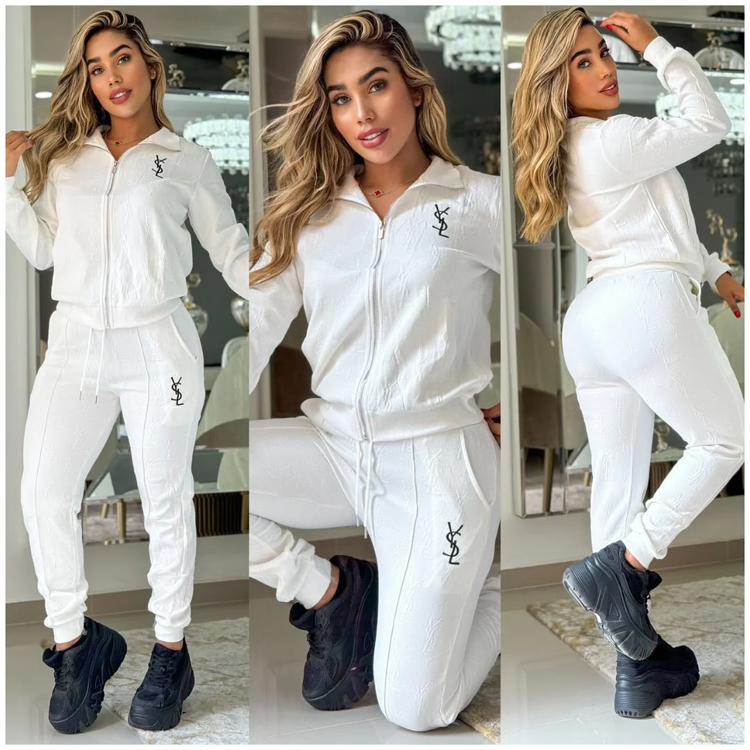 Casual sports suit embroidery embossed thread two-piece suit