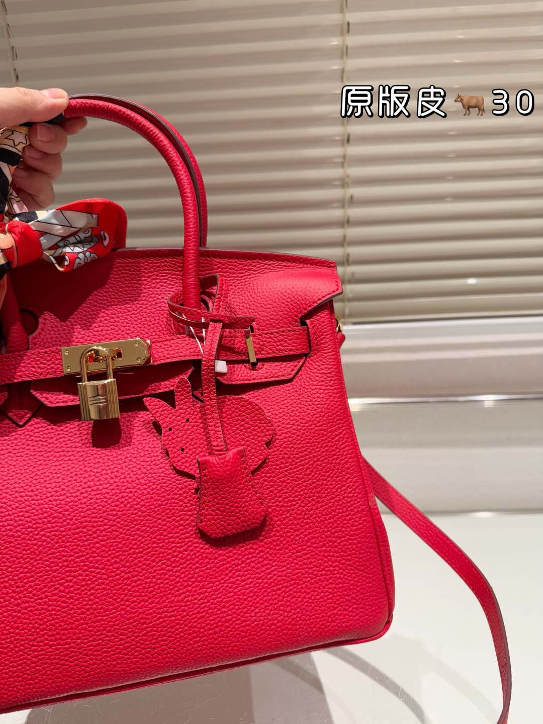 First layer cowhide lychee pattern platinum bag