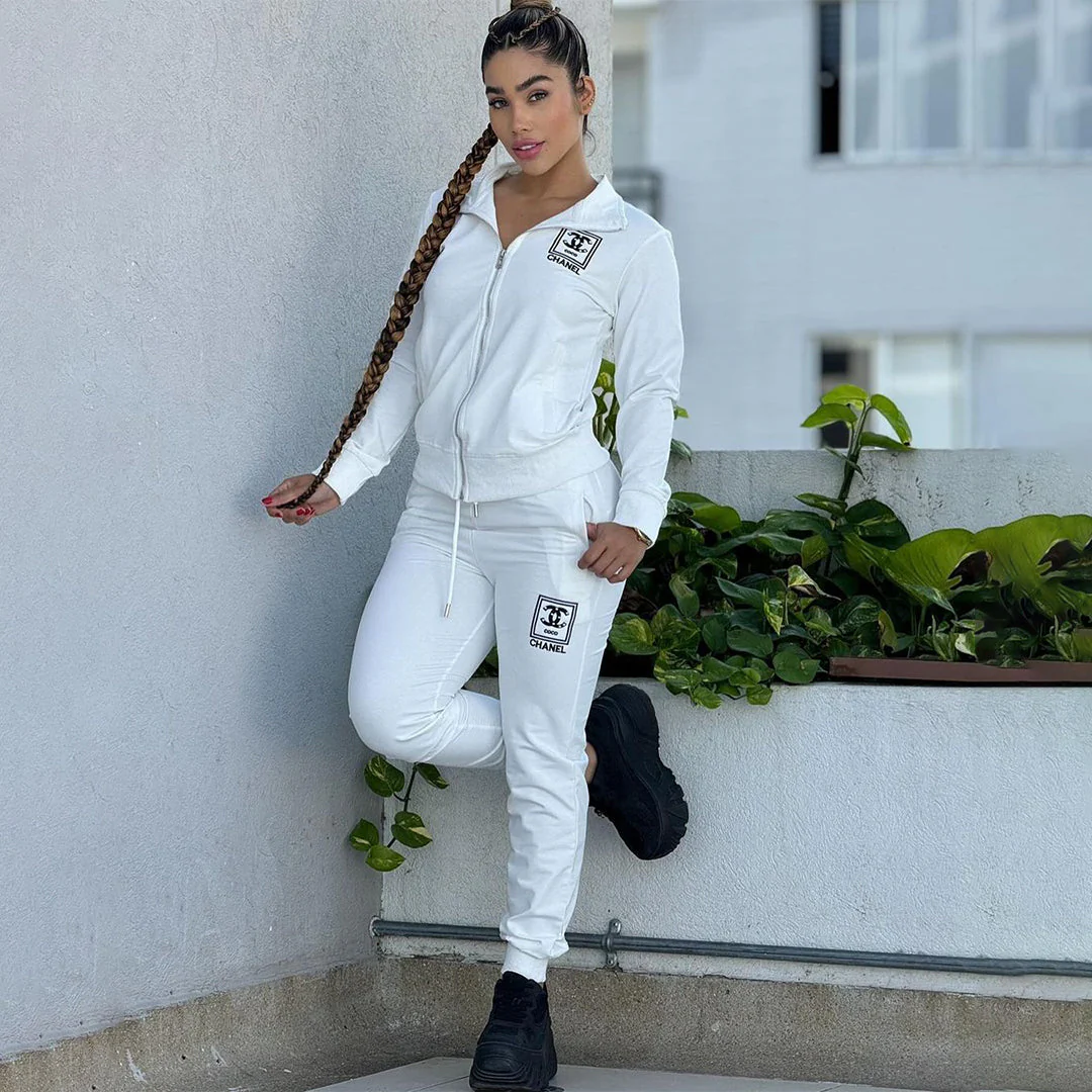 Autumn and Winter Embroidery Thread Long Sleeve Pants Suit