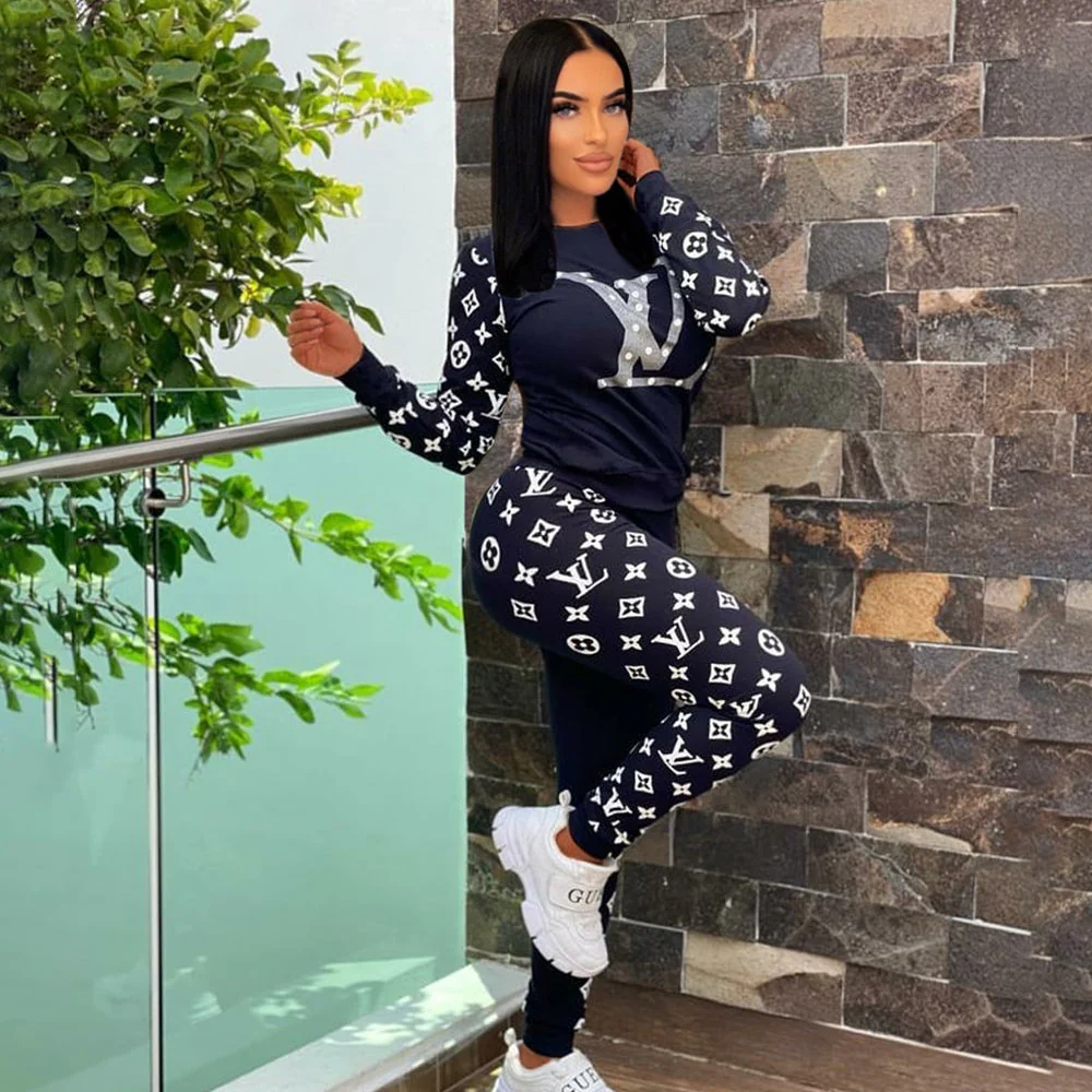 Casual Fashion Sports Suit High Elastic Cotton Pocket Two-Piece Set