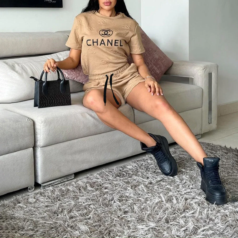 Summer new steel pressed fabric embroidery two-piece set