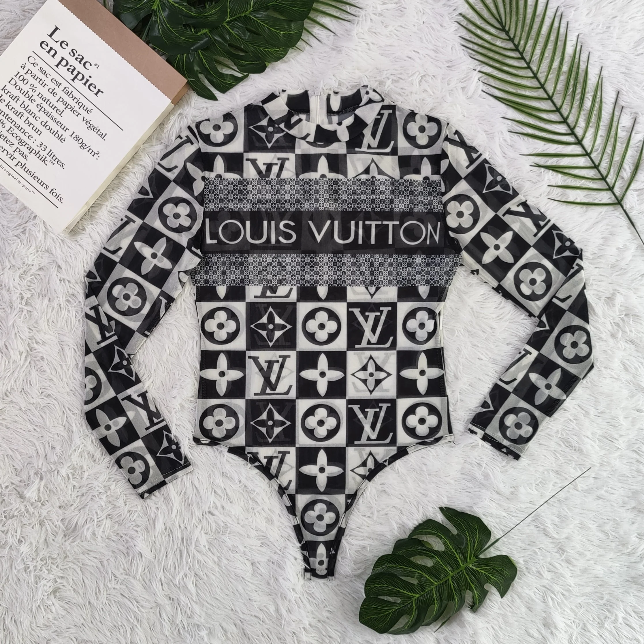 High elastic soft sexy see-through printed mesh invisible zipper one piece swimsuit