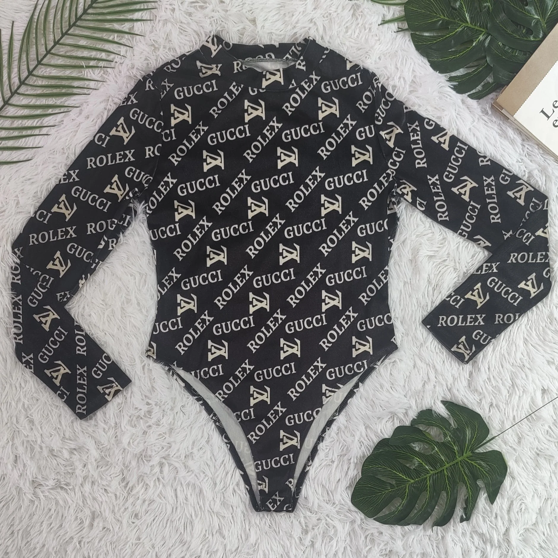 New winter Korean velvet magic buckle long-sleeved bottoming jumpsuit