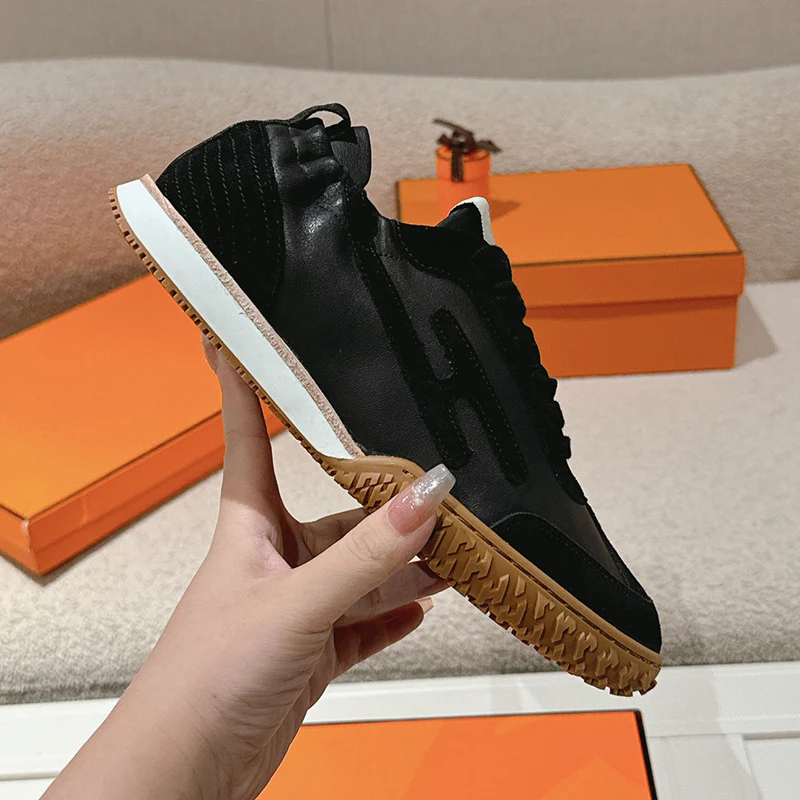 Genuine leather flat sports casual shoes