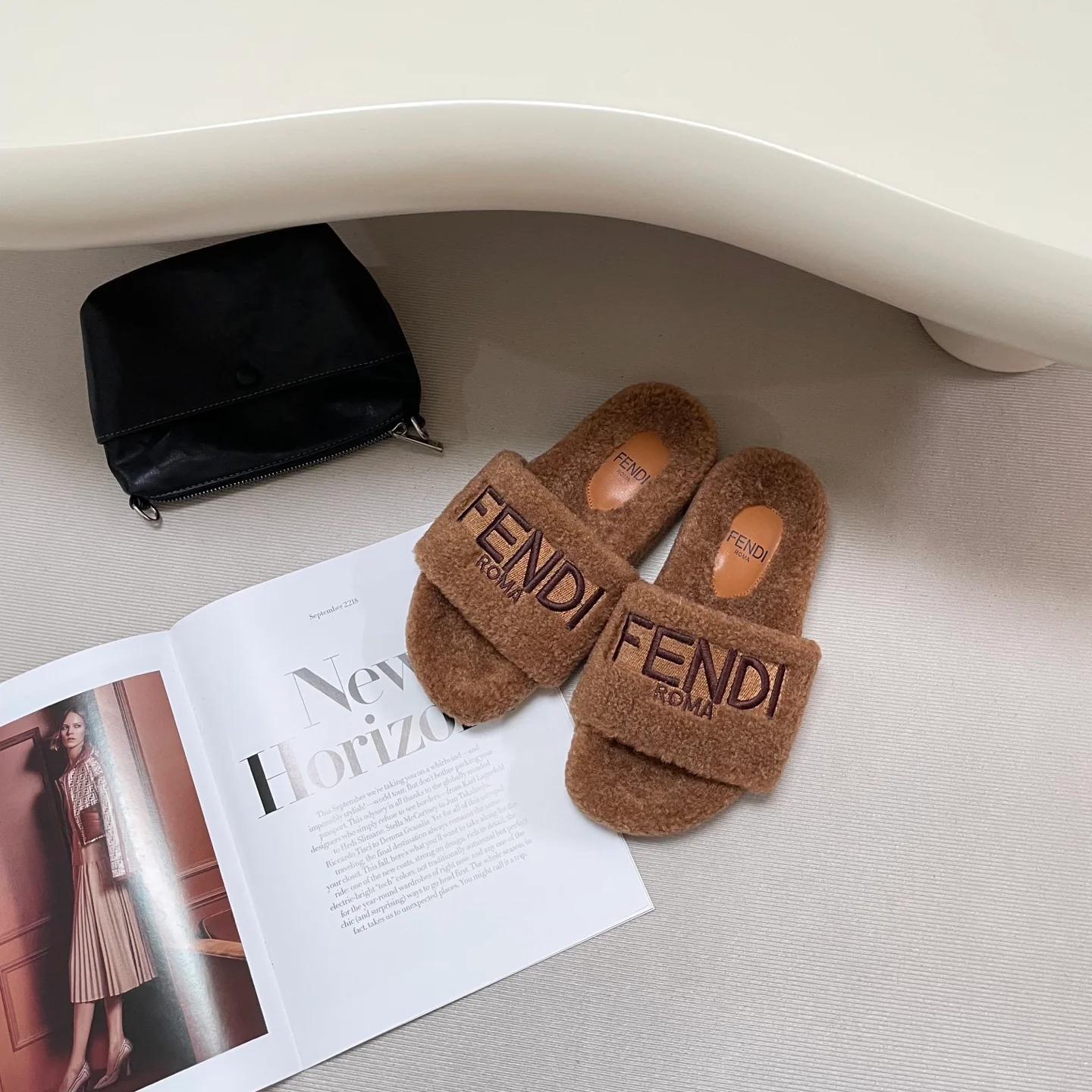 Electric Embroidered Fur Slippers