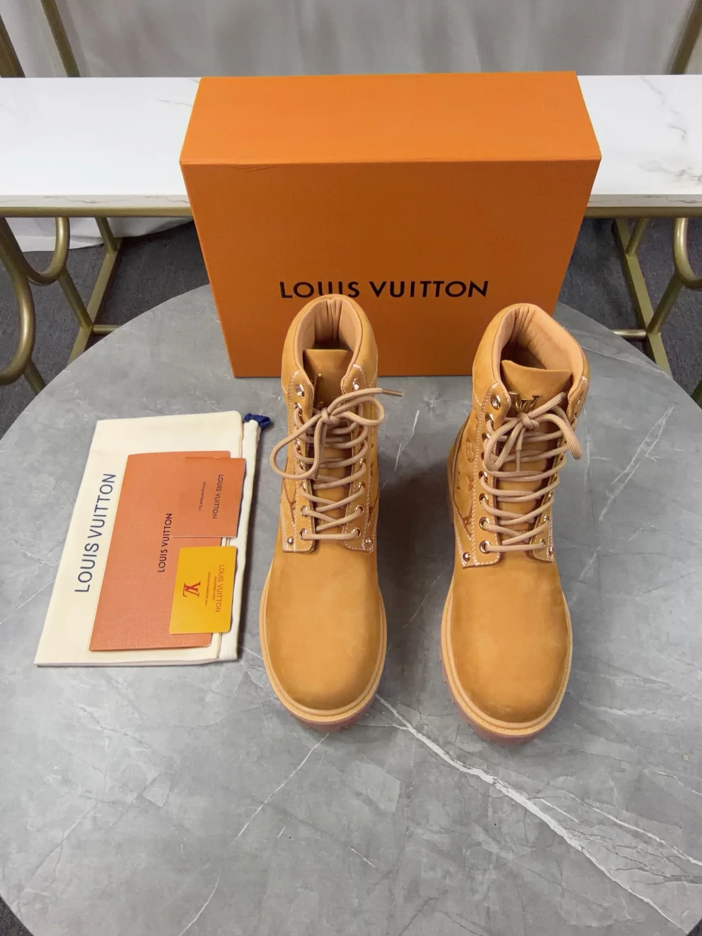 Embossed Yellow Boots ▪️Sole Thickness: 3.5cm