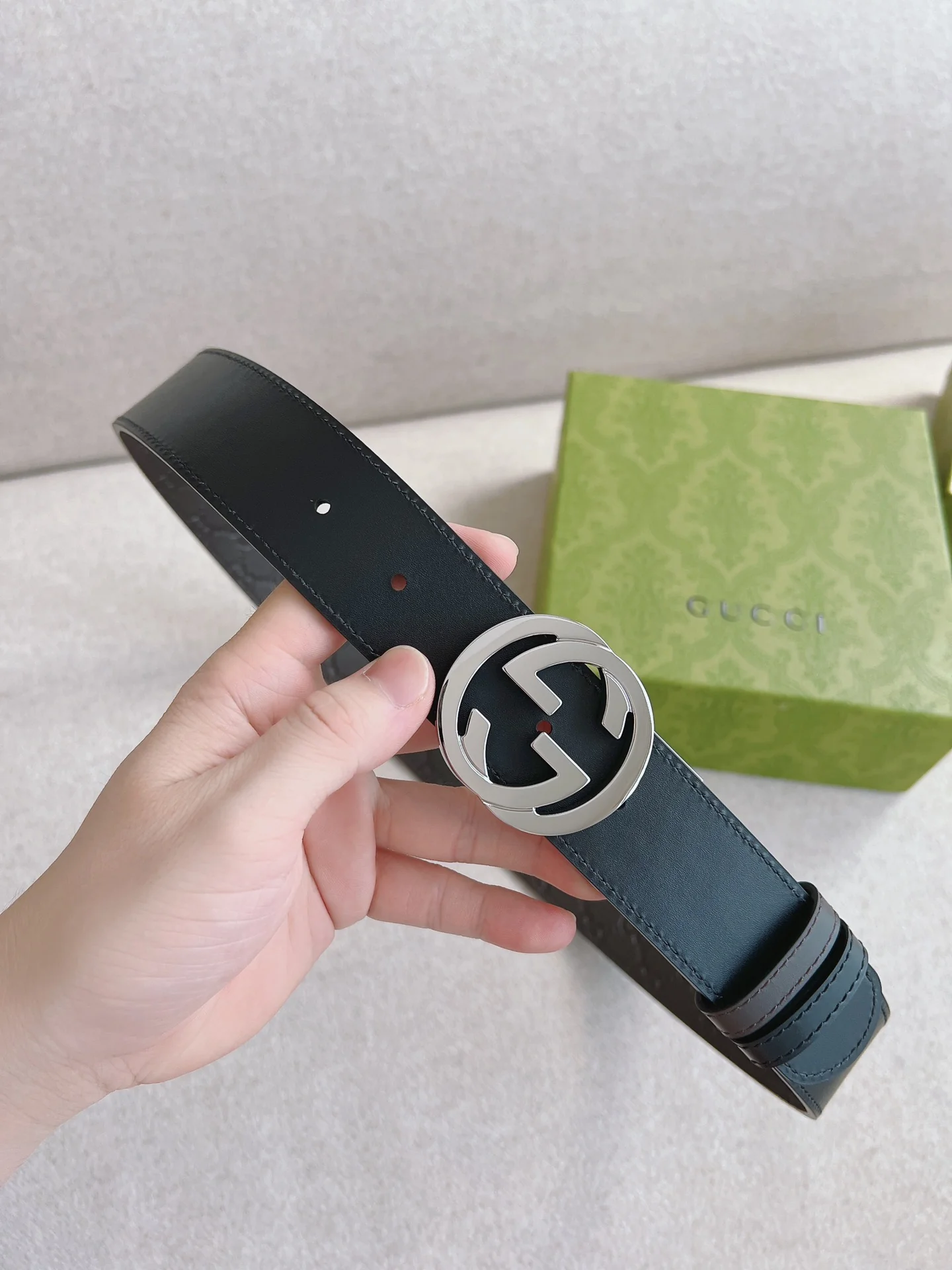 Vintage-style pure imported calfskin belt