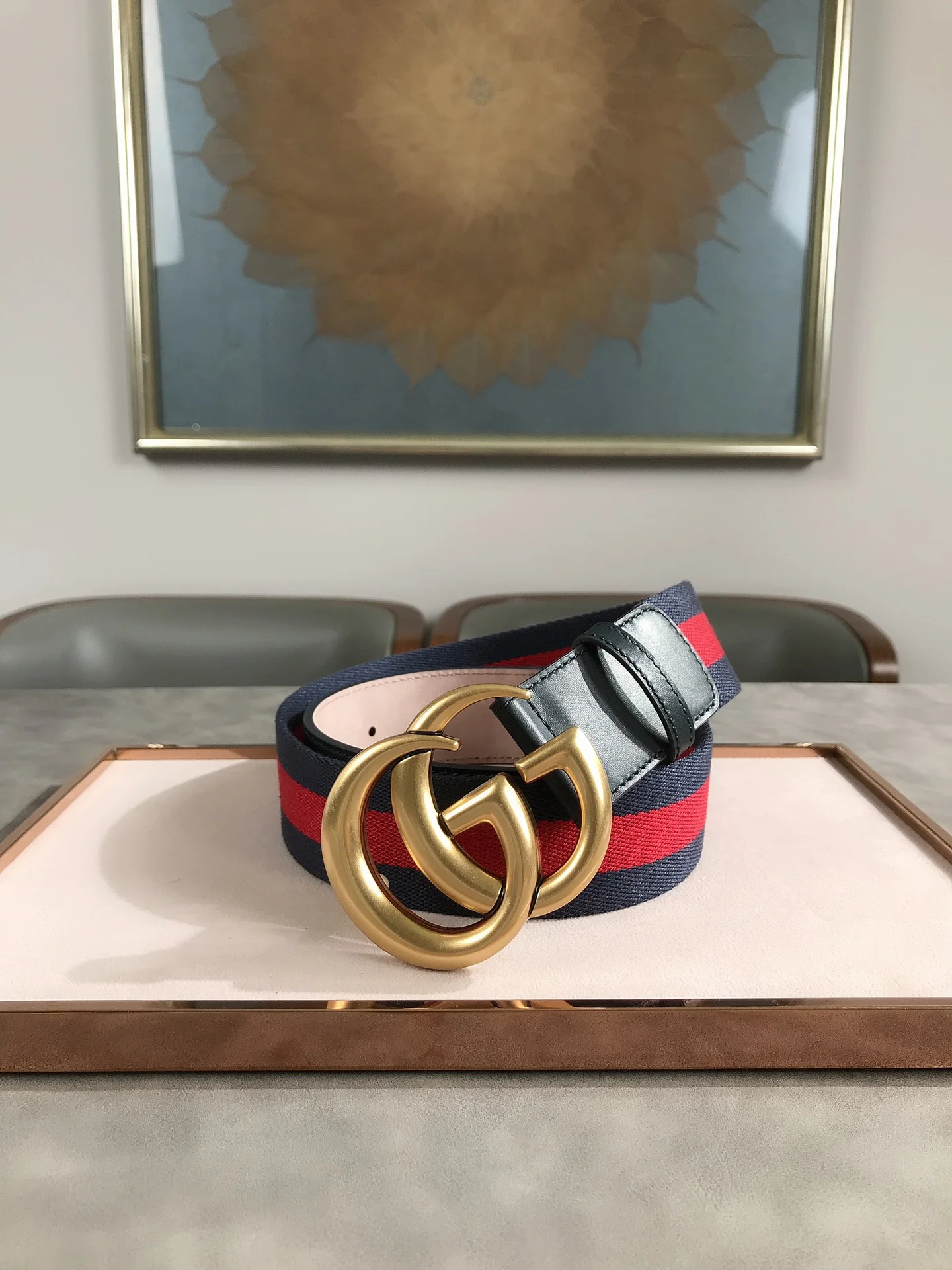 4.0cm red and green fabric patchwork leather belt